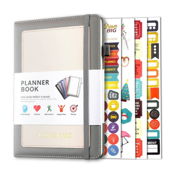 LSLJS Notebook Planner 2023-2024 Academic Year,A5 Sturdy Hardcover Composition Notebook with Sticker Financial Planning Log, Goal Recording,Organizer Notebook,Productivity Journal For Home Office
