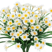 LSLJS Outdoor Artificial Flowers Realistic Daisy Plastic Fake Flowers Decoration, No Fade Faux Plant Shrubs Bouquet Filler DIY Floral Picks for Home Wedding Bridal Party Valentine on Clearance