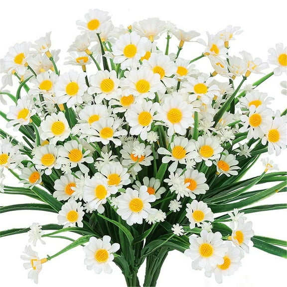 LSLJS Outdoor Artificial Flowers Realistic Daisy Plastic Fake Flowers Decoration, No Fade Faux Plant Shrubs Bouquet Filler DIY Floral Picks for Home Wedding Bridal Party Valentine on Clearance