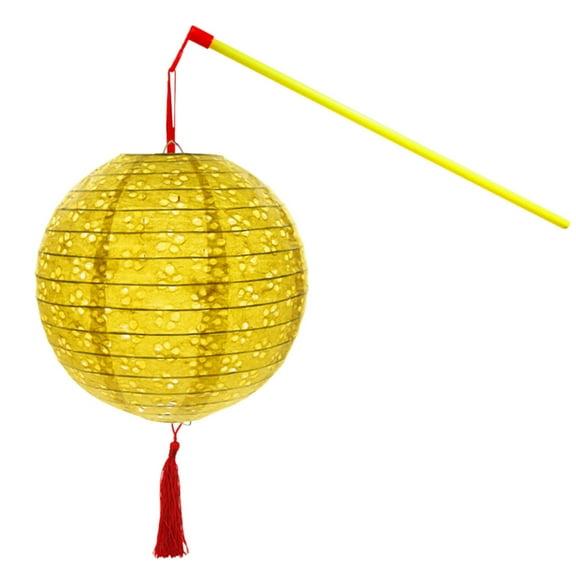 LSLJS Paper Lanterns with LED Lights Hanging Paper Lantern Hollow with Tassel Walking Stick for DIY Birthday Wedding Party Christmas Decorations