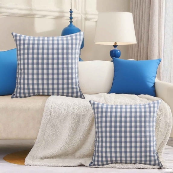 LSLJS Pillow Covers Plaid Soft Pillow Covers 18x18 Decorative Square Throw Pillow Covers Throw Pillow Covers for Sofa Home Bedroom Living Room