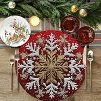LSLJS Placemats-Christmas Decorations 15x15" Place Mats Heat-Resistant Waterproof Placemat Non-Slip for Dining Kitchen Party Holiday Decor
