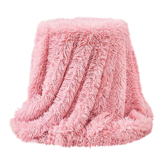 LSLJS Plush Throw Blankets - 31.5x47.2 inch Velvet Solid Color Double-sided Plush Blankets Minimalism Style Winter Thick Soft Warm Small Quilt Nap Blankets Christmas Gifts for Couch Sofa Kids(Pink)