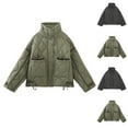 thumbnail image 1 of LSLJS Puffer Cropped Jacket Womens Winter Fleece Button Down Coats Fashion Solid Color Quilted Jackets with Pockets Fall Winter Outfits, S-L, 1 of 3