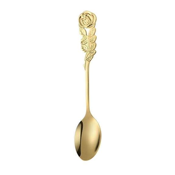 LSLJS Rose Handle Coffee Spoons, Kitchen Gadgets, 5.1" Stainless Steel Coffee Stirring Spoons Elegant and Durable Dessert Spoons Valentine Gifts Teaspoons Tableware Decoration for Tea Ice Cream Cake