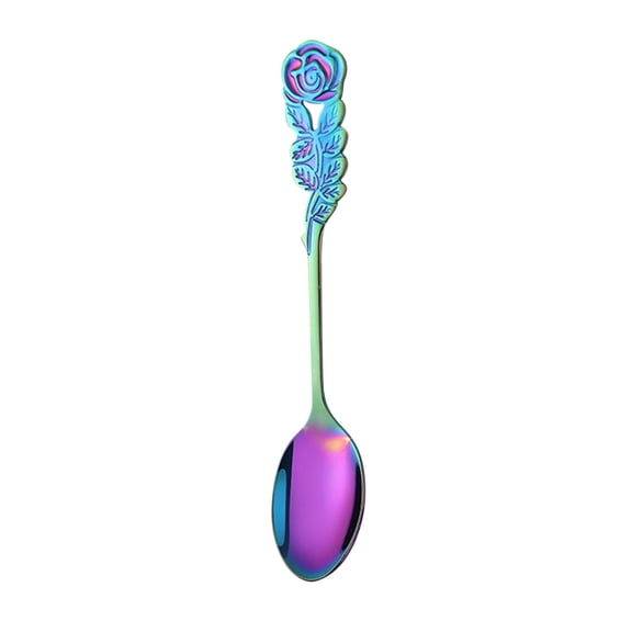 LSLJS Rose Handle Coffee Spoons, Kitchen Gadgets, 5.1" Stainless Steel Coffee Stirring Spoons Elegant and Durable Dessert Spoons Valentine Gifts Teaspoons Tableware Decoration for Tea Ice Cream Cake