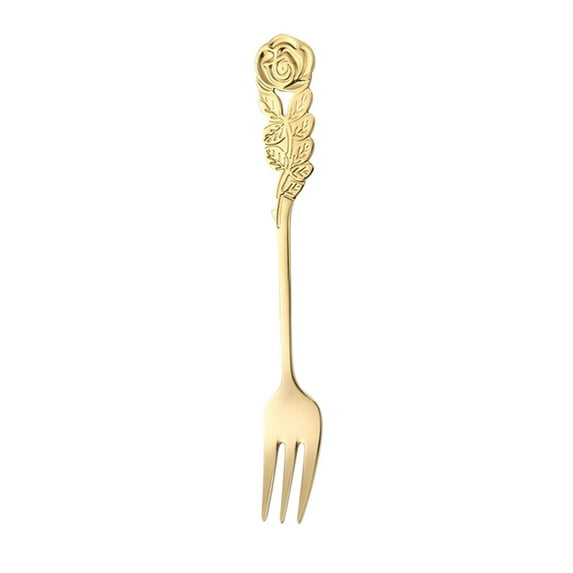 LSLJS Rose Handle Dessert Forks, Kitchen Gadgets, 4.9" Stainless Steel Pastry Fork with Rose Pattern Elegant and Durable Appetizer Fork Valentine Gifts Tableware Decoration for Fruit Cake Cheese Salad