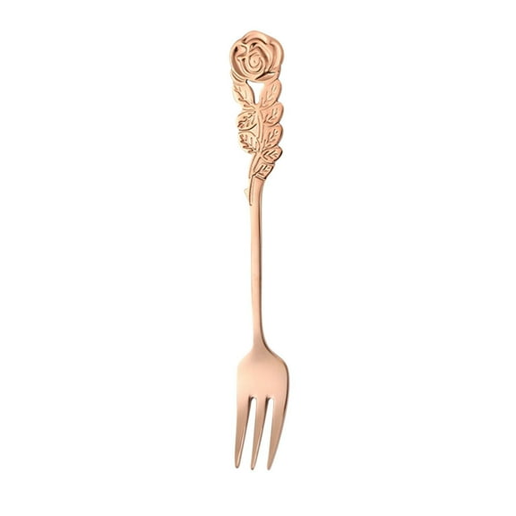 LSLJS Rose Handle Dessert Forks, Kitchen Gadgets, 4.9" Stainless Steel Pastry Fork with Rose Pattern Elegant and Durable Appetizer Fork Valentine Gifts Tableware Decoration for Fruit Cake Cheese Salad