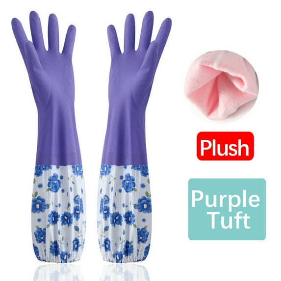 LSLJS Rubber Gloves, Cleaning Gloves, Dishwashing Gloves, Kitchen Gloves for Washing Dishes, Household Reusable Gloves for Cleaning, Dishwasher Safe Flower Print Dish Gloves Medium Purple On Clearance