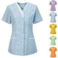 thumbnail image 1 of LSLJS Scrub Tops Women Nursing Uniform Plus Size V-Neck Top, Casual Workwear Scrub Tops with Snap Front, S-3XL, 1 of 3