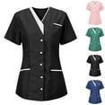 thumbnail image 1 of LSLJS Scrub Tops Women Nursing Uniform Plus Size V-Neck Top, Casual Workwear Scrub Tops with Snap Front, S-3XL, 1 of 3