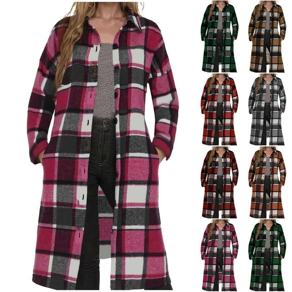 LSLJS Shirts for Women Flannel Button Down Shacket Fashion Casual Color Block Plaid Tops Fall Outfits 2025, S-2XL