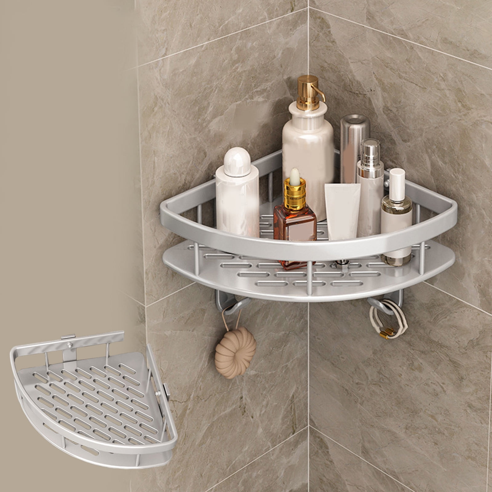 LSLJS Shower Caddy Corner Shelf, Self Adhesive Metal Bathroom Basket Rack, Wall Mounted ...