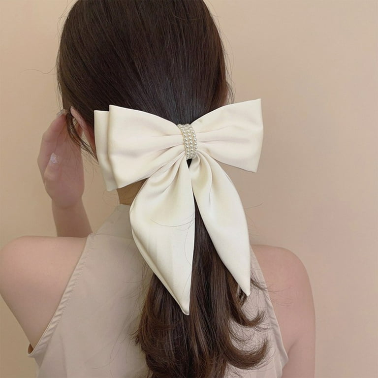 LSLJS Silk Satin Hair Bows for Women, Large Ribbon Bow Hair  display picture 3