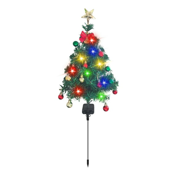 LSLJS Solar Christmas Tree Lamp, Christmas Decorations, 32.3 inch Christmas Tree with Hanging Ball Ornaments and Solar Power LED String Light Landscapes Christmas Tree For Garden Courtyard
