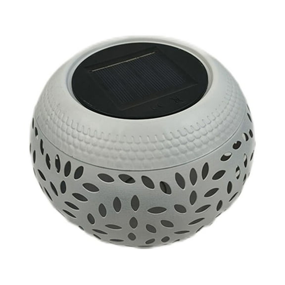 LSLJS Solar Lights Outdoor, 5.1 inch Retro Metal Round Pot Lanterns with Hollow Pattern Waterproof Solar Powered Warm White LED Lights Mini Garden Decorative Lamps for Patio Courtyard Pathway