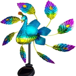 LSLJS Solar Lights For Outside,LED Outdoor Light Waterproof Solar Powered Peacock Windmill Light, Solar Powered Crack Ball Windmill Ground Mounted Light,Outdoor Courtyard Garden Peacock Wind Light