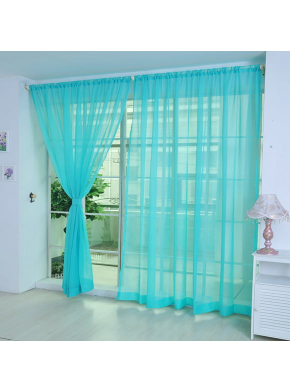 LSLJS Solid Color Sheer Curtains, Semi-Transparent Curtains Window Drape 2 Panels for Living Room, Tulle Curtains for Bedroom Draperies Holiday Home Decor 31.5" W x 78.7" L Light Blue