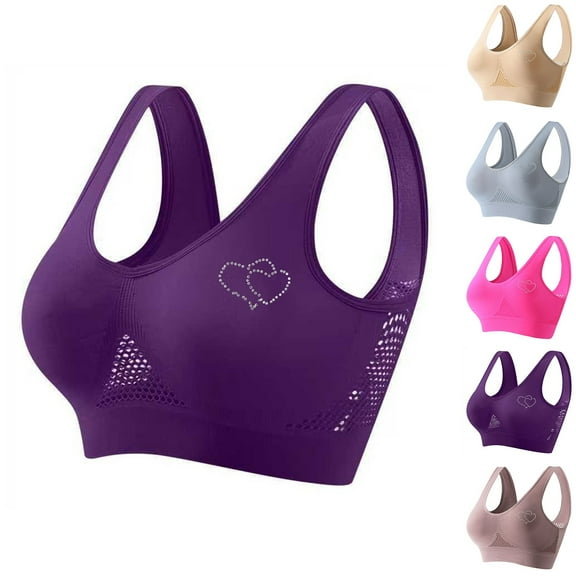 LSLJS Sports Bras for Women Plus Size No Underwire Bras Breathable Solid Color Valentine's Day Heart Print Wireless Lingerie, Gifts for Women