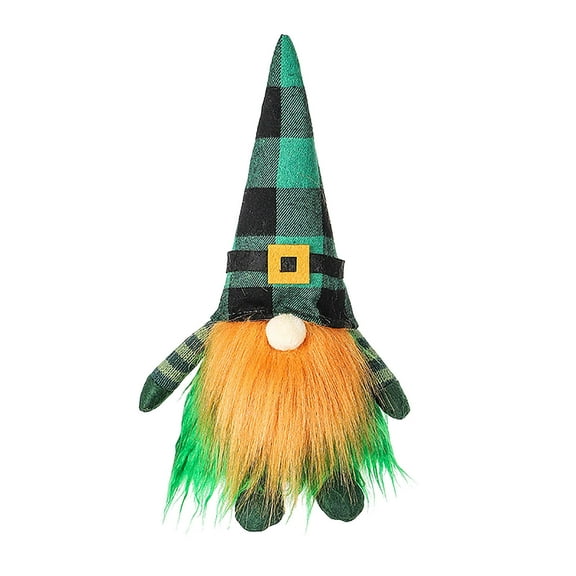 LSLJS St.Patrick's Day Faceless Doll, Green Leaves Irish Faceless Gnome Ornaments Trefoil Leprechaun Dwarf Stuffed Plush Toys Fortunate Desktop Decorations Party Favors St.Patrick's Gifts for Luck