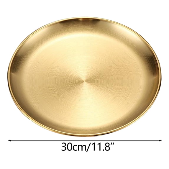 LSLJS Stainless Steel Dinner Plates, Round Salad Plates, Cake Storage Tray Dessert Tray Serving Plate for Home Kichten, Outdoor Camping, Snack, Pizza and BBQ
