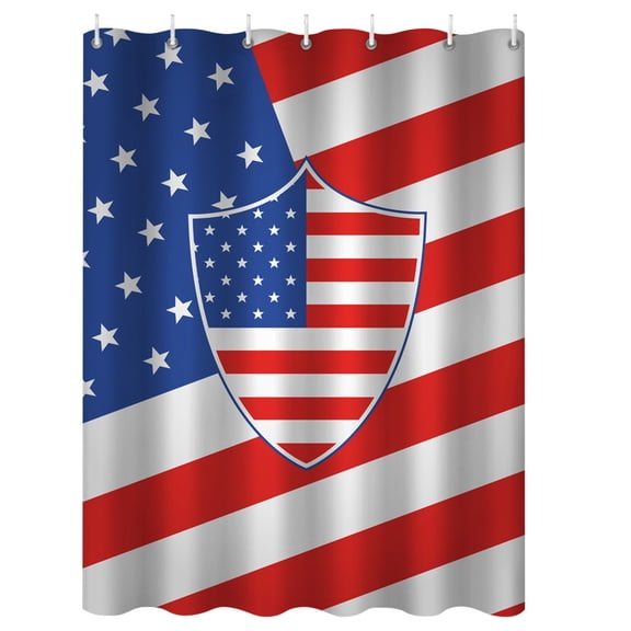 LSLJS Stall Shower Curtain American Flag Pattern With Stars And Translucent stripes 39*71" With 12 Hooks Waterproof Fabric Modern Hotel Quality Universal For All Seasons In Bath Bathtubs Spa