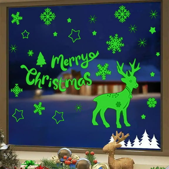 LSLJS Stickers Snowflake Luminous-Christmas Decorations Removable Window Glow in The Dark Wall Decals for Holiday Party Supplies Decoration