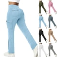 thumbnail image 1 of LSLJS Straight Leg Pants Women Elastic Waist Cargo Pants Casual Athletic Solid Color Work Pants with Pockets, S-2XL, 1 of 3