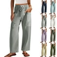 thumbnail image 1 of LSLJS Sweatpants Women Drawstring Wide Leg Joggers Casual Loose Solid Color with Pockets Work Pants, S-2XL, 1 of 3