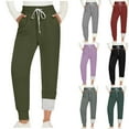 thumbnail image 1 of LSLJS Sweatpants Women Winter Warm Fleece Lined Drawstring Waisted Joggers Casual Warm Solid Color with Pockets Work Pants, Fall Winter Outfits, S-2XL, 1 of 4