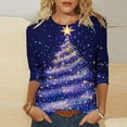 thumbnail image 1 of LSLJS T-Shirt for Women Plus Size 3/4 Sleeve Crew Neck Tops Funny Christmas Tree Printed Graphic Tees, Gifts for Women, S-5XL, 1 of 6