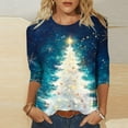 thumbnail image 1 of LSLJS T-Shirt for Women Plus Size 3/4 Sleeve Crew Neck Tops Funny Christmas Tree Printed Graphic Tees, Gifts for Women, S-5XL, 1 of 6