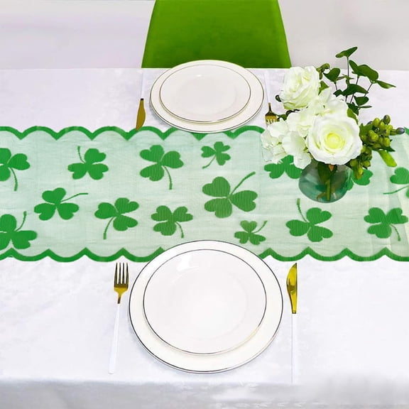 LSLJS Table Runner & St Patricks Day Decorations - Table Runners & Rectangular for Chinese Kitchen Dining Home Party Decor 11.8x70.8"
