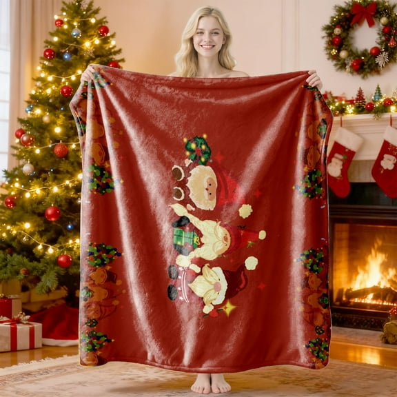 LSLJS Throw Blanket-Under $10 Christmas Decorations 40x28" Soft Warm Plush Blanket Winter Cozy Gifts Fleece Blanket for Couch Bed Festive Home Decor