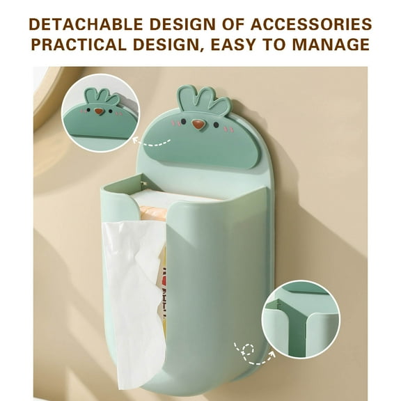 LSLJS Toilet Paper Holder Press Mount Storage Large Waterproof Paper Towel Holder Full Covered Plastic Bathroom Decor
