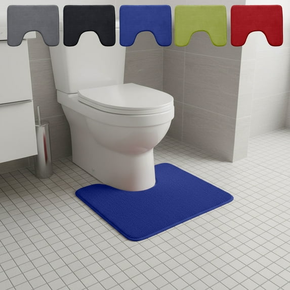 LSLJS Toilet Rug U Shaped Absorbent Shaggy Soft Fluffy Plush Non Slip Toilet Mat Microfiber Dries Quickly Toilet Rugs U Shaped Washable, Toilet Rugs