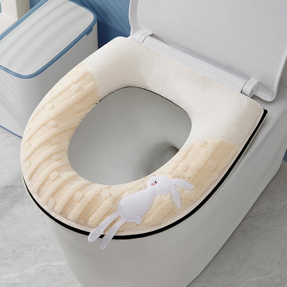 LSLJS Toilet Seat Cushion Warm & Soft Thicked Padded Toilet Seat Washable Reusable Toilet Seat-Home Easy Installation Cleaning