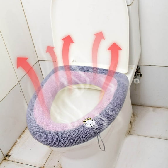 LSLJS Toilet Seat Cushion Warm & Soft Thicked Padded Toilet Seat Washable Reusable Toilet Seat-Home Easy Installation Cleaning