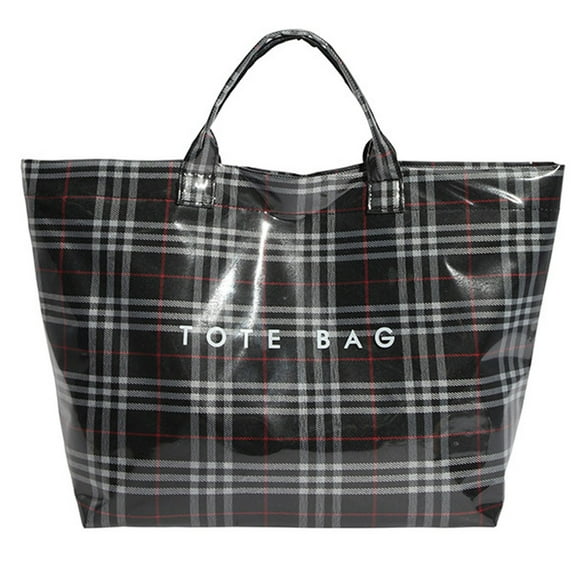 LSLJS Tote Bag Plaid PVC Letters Print, Tote Bag for Women Utility Reusable, The Tote Bag Personalized for Valentines Day Gift Work Shopping Pool Beach