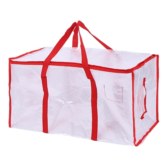 LSLJS Translucent Storge Bag, 24Gal/90L Large Capacity Plastic Storage Bags with Reinforced Handles & Dual Zipper Waterproof Heavy-duty Moving Totes Closet Organizers and Storage for Quilt Clothes