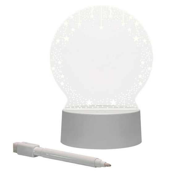 LSLJS Transparent Note Board LED Light Round Shape Erasable Writing Message Board with Pen USB Charging Home Desktop Small Whiteboard Table Lamp 3ml