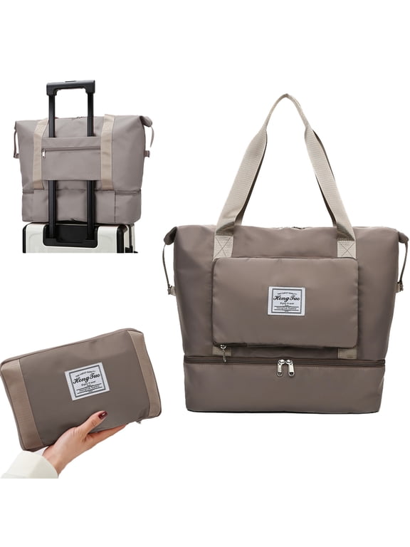 Travel Duffel Bag, Large Capacity Weekender Bags with Trolley Sleeve and Shoes Compartment, Waterproof Sport Gym Tote Bag Personal Item Bag Foldable Carry on Luggage Overnight Bag for Women Men