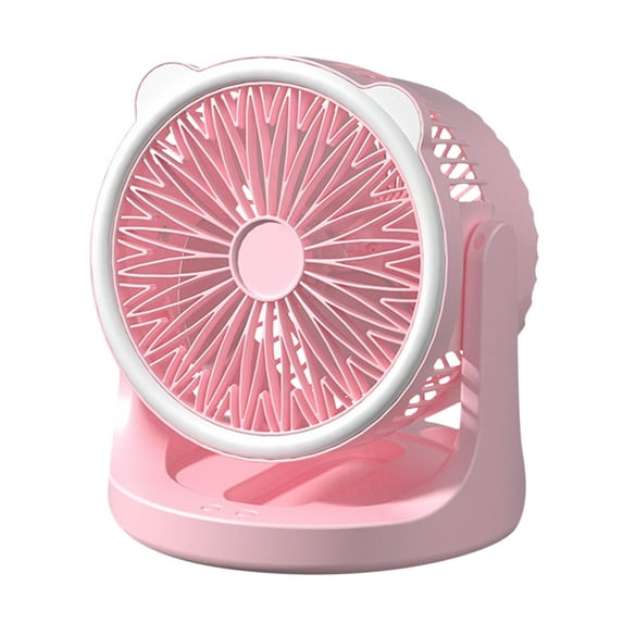 LSLJS USB Desk Fan, 9" Portable Desktop Table Fan with LED Lights, 180°Rotatable 3 Speeds Strong Airflow Quiet Operation Cooling Fan, Hanging/Standing Small Personal Fan for Home Office Bedroom Car