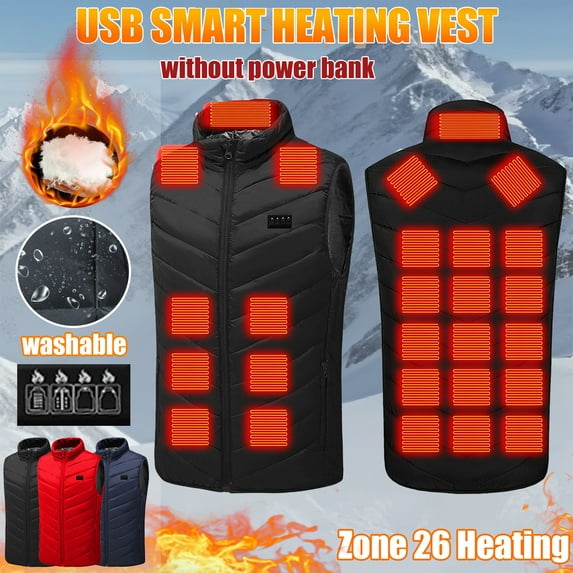 LSLJS Unisex Heated Vest for Women Men Winter Fleece 26 Zone Heated Electric Puffer Vest Warm Casual Solid Color Heated Jackets, S-5XL