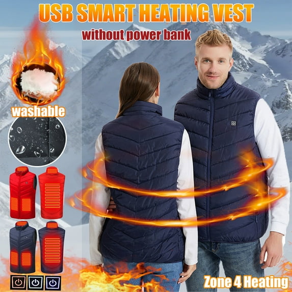 LSLJS Unisex Heated Vest for Women Men Winter Fleece 4 Zone Heated Puffer Vest Warm Casual Solid Color Heated Jackets, S-5XL