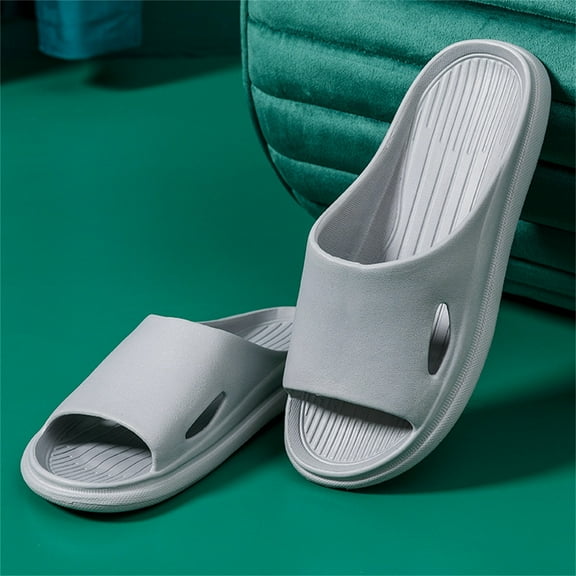 LSLJS Unisex Sandals Home Shower Slippers Couple Shoes Indoor Outside Soft Soled Slippers Gray 42-43 on Clearance