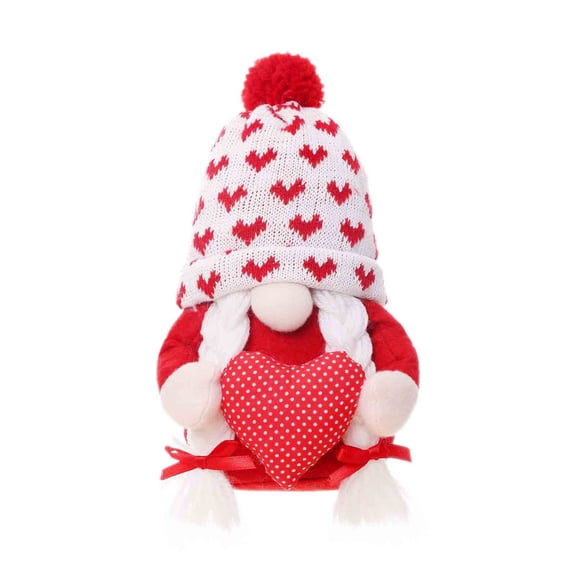 LSLJS Valentine Faceless Gnome Doll, Valentine Decorations 13" Red and Pink Gnome Plush Doll with Love Heart Mr & Mrs Love Couple Desktop Ornament Dwarf Stuffed Toys Valentines Gifts for Her