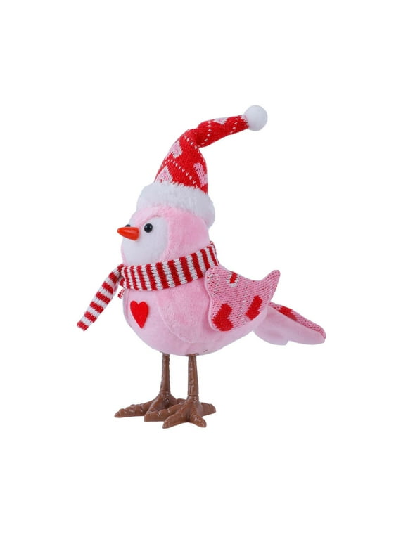 LSLJS Valentine Glowing Birds Ornaments, Valentine Decorations, Cute Plush Birds Doll with Knitted Hat & Scarf, Couple Birds with LED Lights Romantic Love Inseparable Birds Gifts for Window Table