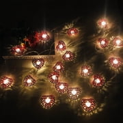 LSLJS Valentine Heart Shape String Lights, Valentine Decorations 118.1 inch Red Hollow Heart LED Lights Battery Operated Forever Love Scene Layout Hanging Ornamnets Lamp for Party Wedding Engagement