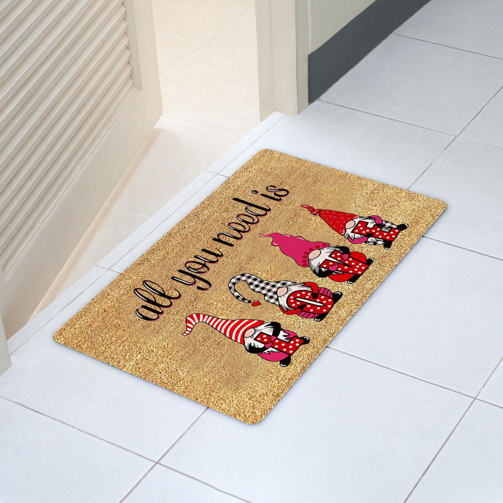LSLJS Valentine's Day Door Mat Indoor Doormat Absorbent Quick Dry